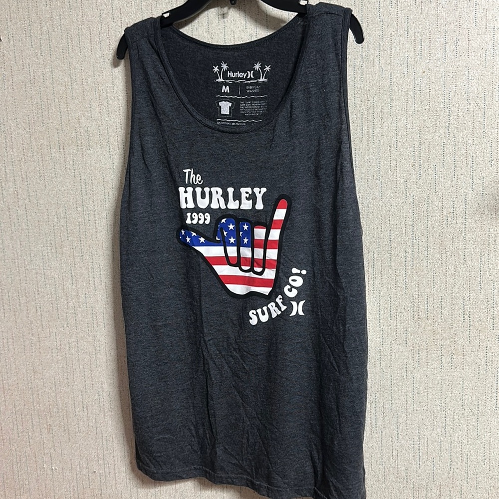 HURLEY MEN’S SHAKA STRIPES EVERYDAY TANK: GRAY: NWT: SZ M
